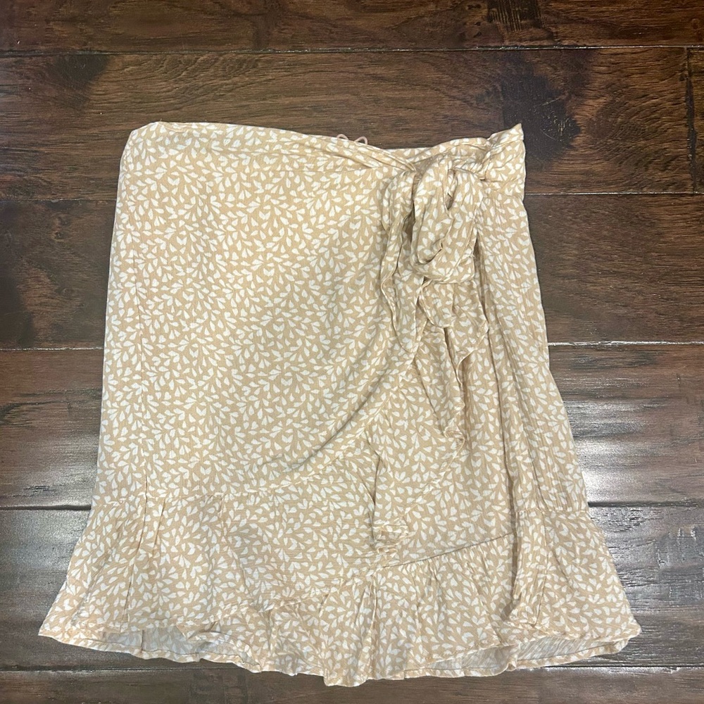 NEW GB Cream Asymmetrical Wrap Skirt
